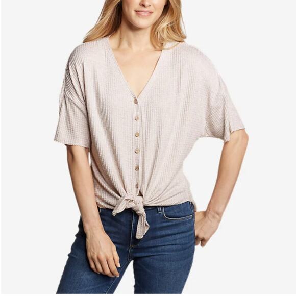 Eddie Bauer Thermal Tie-Front Button Up T-Shirt Size Medium - Picture 1 of 3